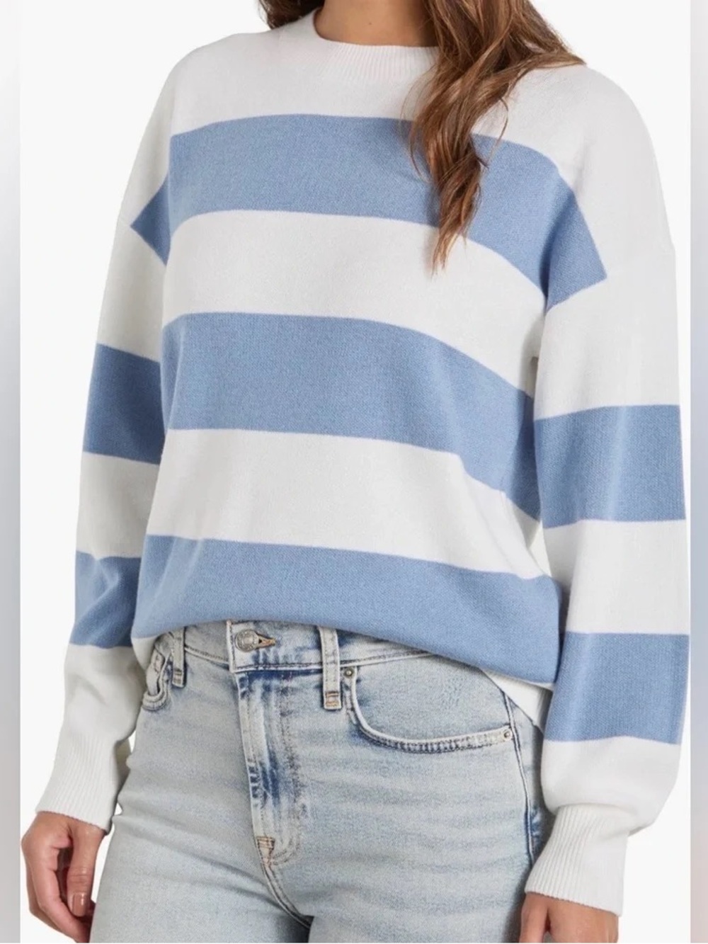 NWT Splendid Blue & White Striped Crewneck Livy Sweater size XL